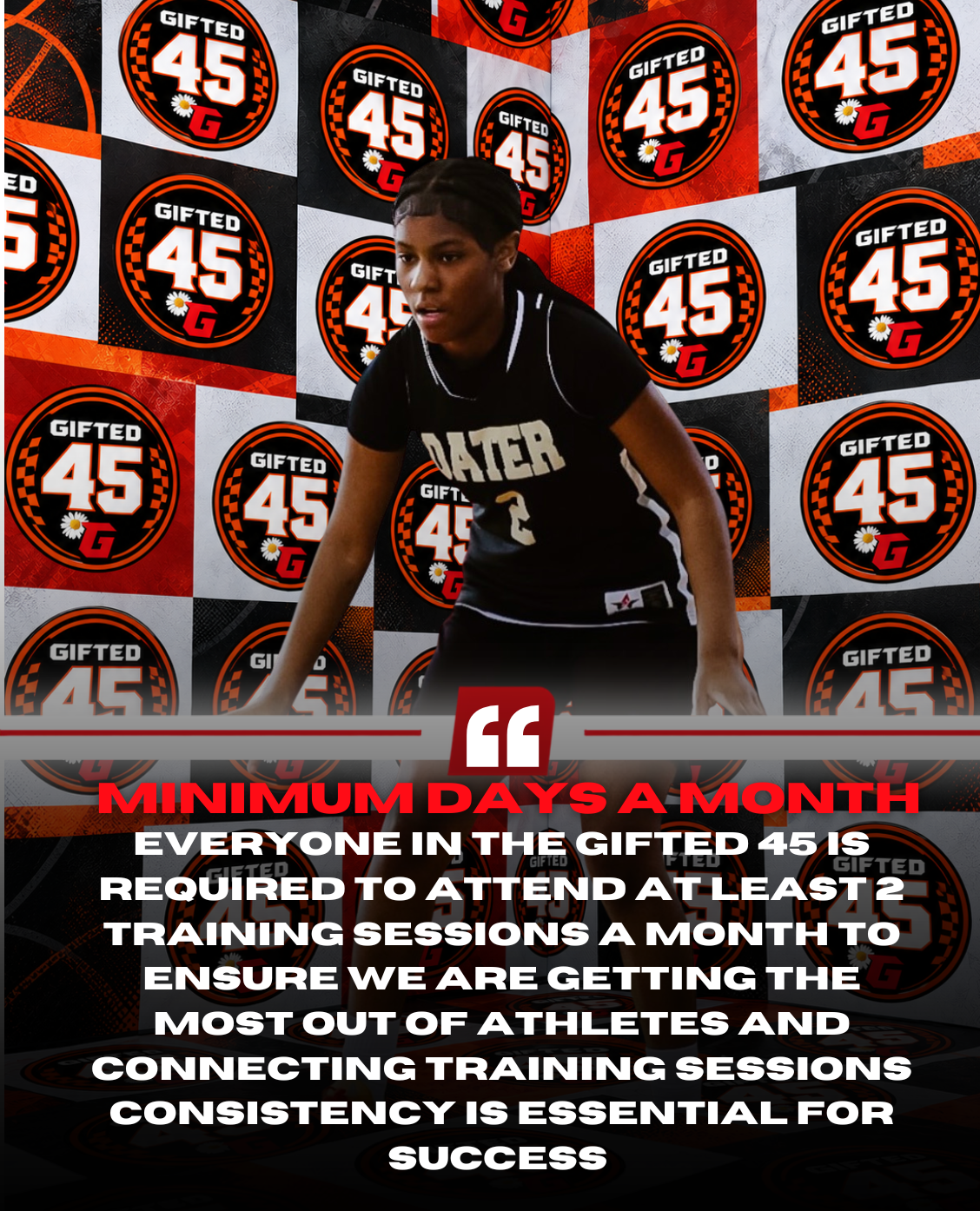Minimum days a month — at least 2 training sessions a month required